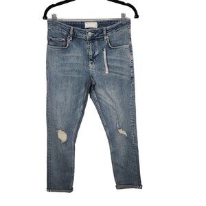 NWT ASOS DESIGN stretch slim jeans in mid wash blue with rips Size‎ 29x30